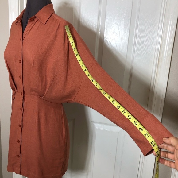 Abercrombie & Fitch Linen Button Down Lined Long Sleeve Rusty Shirt Dress XSP - Picture 10 of 16